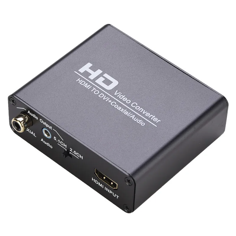HDMI Male to DVI Female Video Box Adapter Converter HDMI DVI Video Adaptor With 3.5mm Coaxial for PS3 XBOX360 Blu-ray DVD HDTV