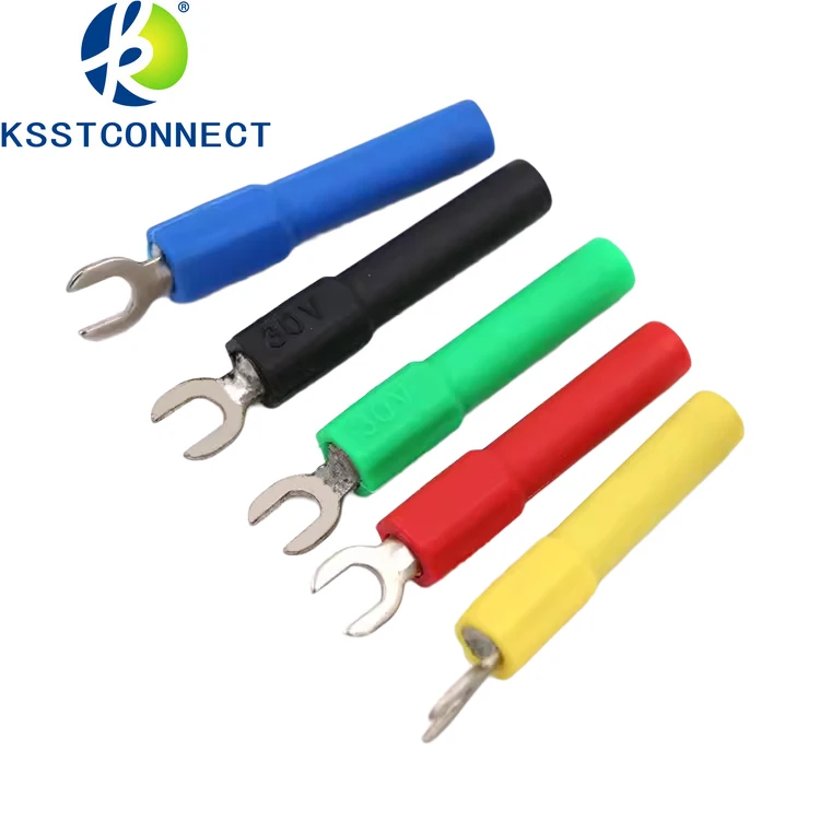 CP450 4MM Insulated Fork Spade U-Type Wire Connector Electrical Crimp Terminal Copper Banana Socket 4mm