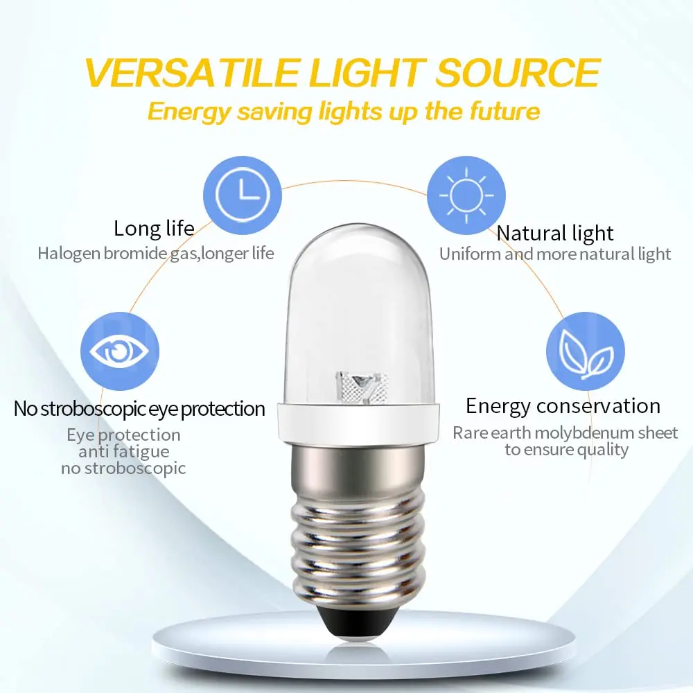 Upgrade 220V 230V LED AC 8mm screw energy-saving base E10 Base Socket LED bulb warm white red blue LED lamp E10 bulb base