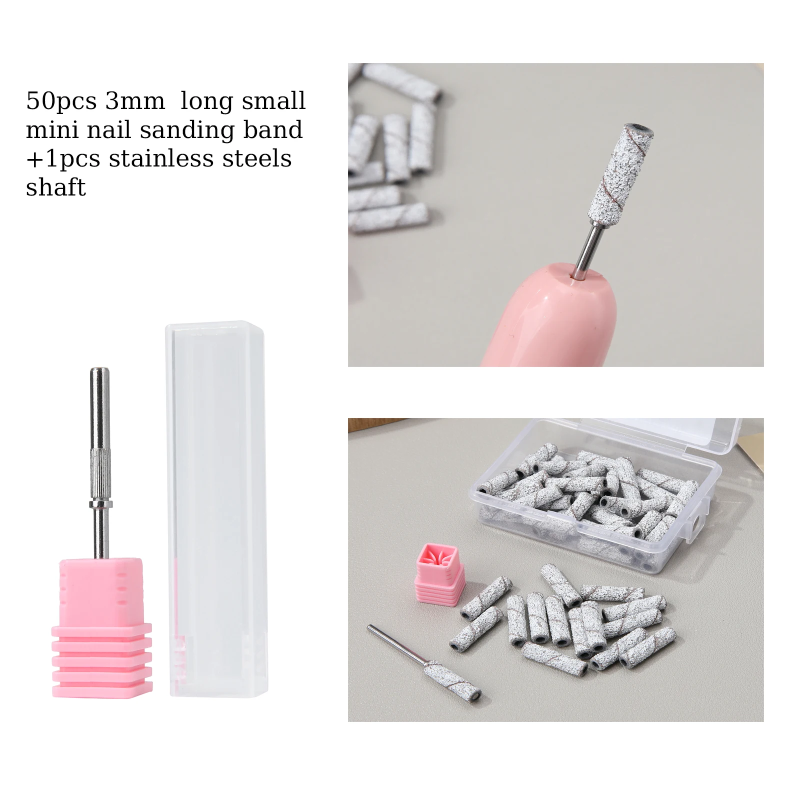 50 stks 3mm lange kleine Mini Zebra Schuurbanden Rvs Nail Boren Doorn Elektrische Manicure Accessoires Tool