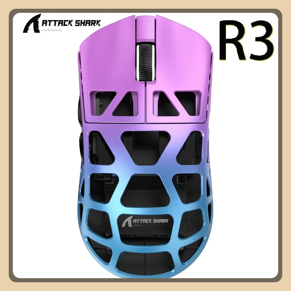 

Attack Shark R3 8KHz Magnesium Alloy Mouse PixArt PAW3395 Sensor to 26000 DPI 2.4G/BT/Wired 46g superlight PC/Mac E-sports Mouse