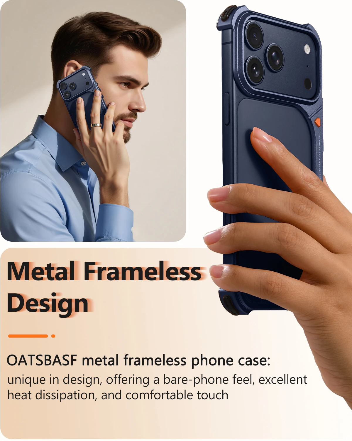 Oatsbasf Metalowe Bezramkowe Etui na Telefon iPhone 17 Pro Max 9 Shape, Cienkie Etui Ochronne, Minimalistyczny Wygląd Telefonu Bez Osłony na iPone 17 Pro — zdjęcie produktu 6