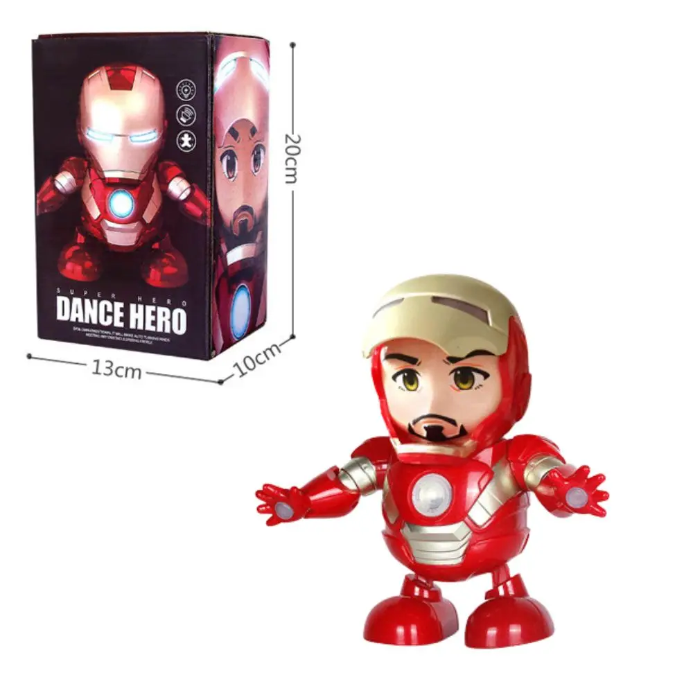 Marvel Iron Man Kawaii Music Dance Robot Model Action Anime Figure Spiderman Luminous Interactive Toy Children\'s Christmas Gifts