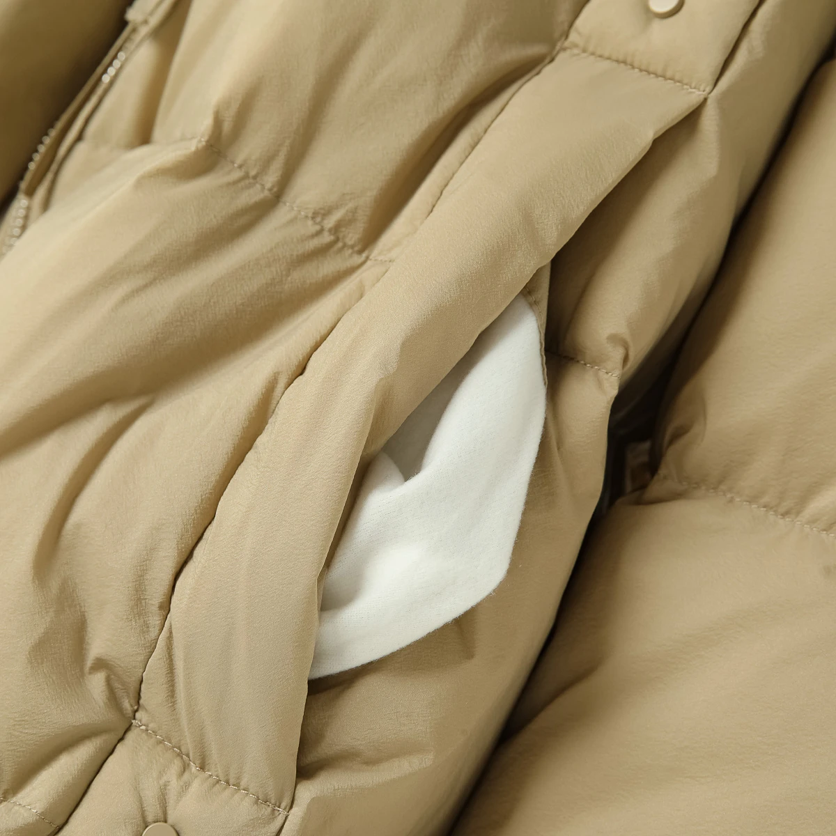 Long Hooded Stand Collar  Color down Jaet Winter Warm Commute Sle Nylon Fabric White Du Feather Filling Zipper Clo...