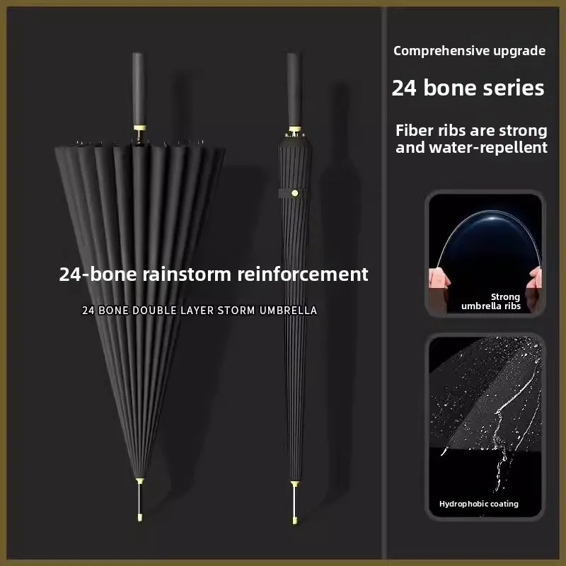 

24 Ribs Golf Long Handle Umbrella Windproof Large Size Straight Business Sun Rain Dual Use Umbrella