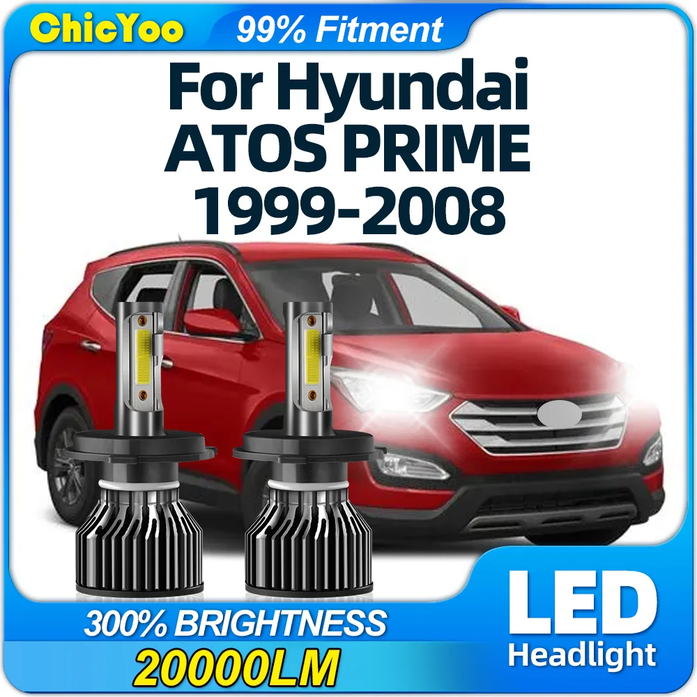 Car LED Headlight Bulbs 20000LM High Low Beam Auto Headlamps 12V 6000K For Hyundai ATOS PRIME 1999-2003 2004 2005 2006 2007 2008