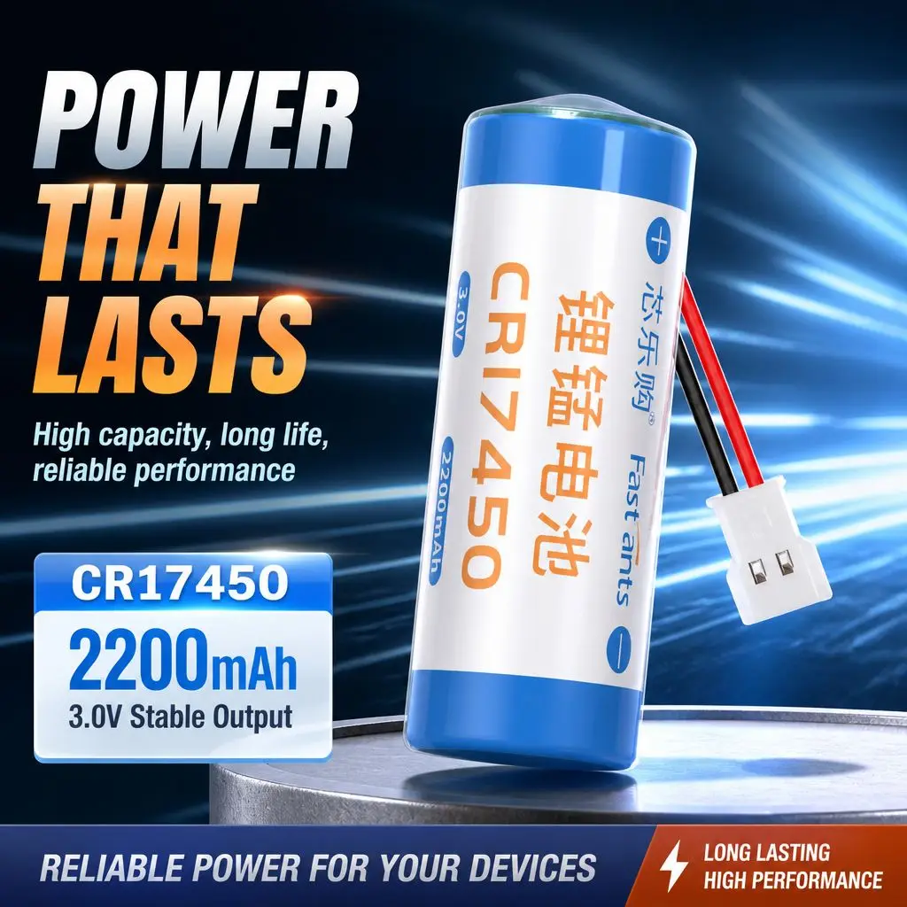 1Pcs High Capacity CR17450 3V 2200mAh Li-MnO2 Battery Long Life for Smart Water Meter Security fire Alarm aqara smoke detector