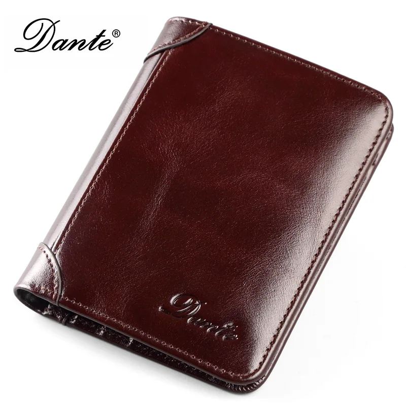 Men Wallet Genuine Cow Leather Male Trifold Short Purse For Men with ID Window and Credit Card Holder