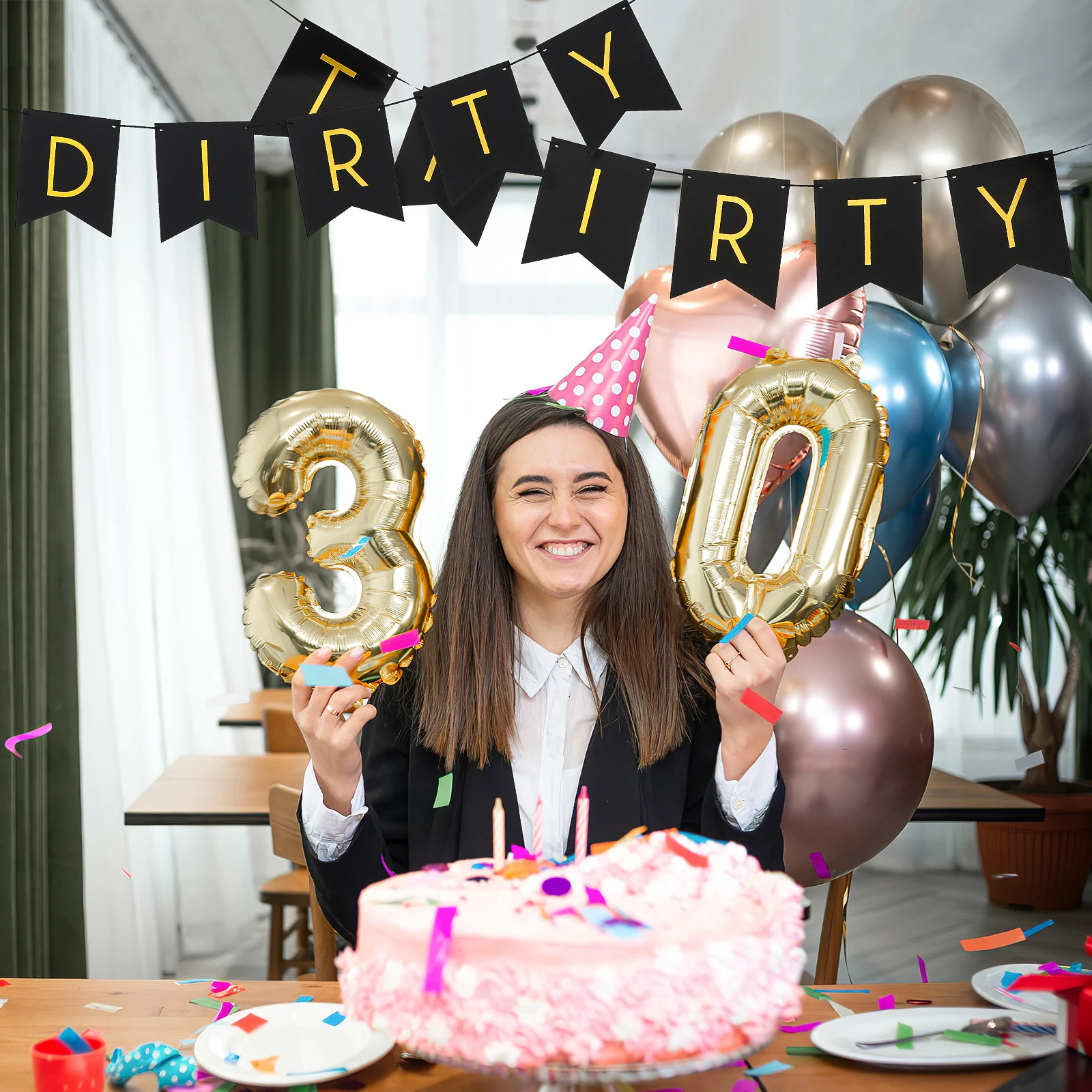 

Fishtail Birthday Decoration Banner Party Flag Thirty Happy Garlands Decorations For Women Men Adults Wall Window Ceiling Party