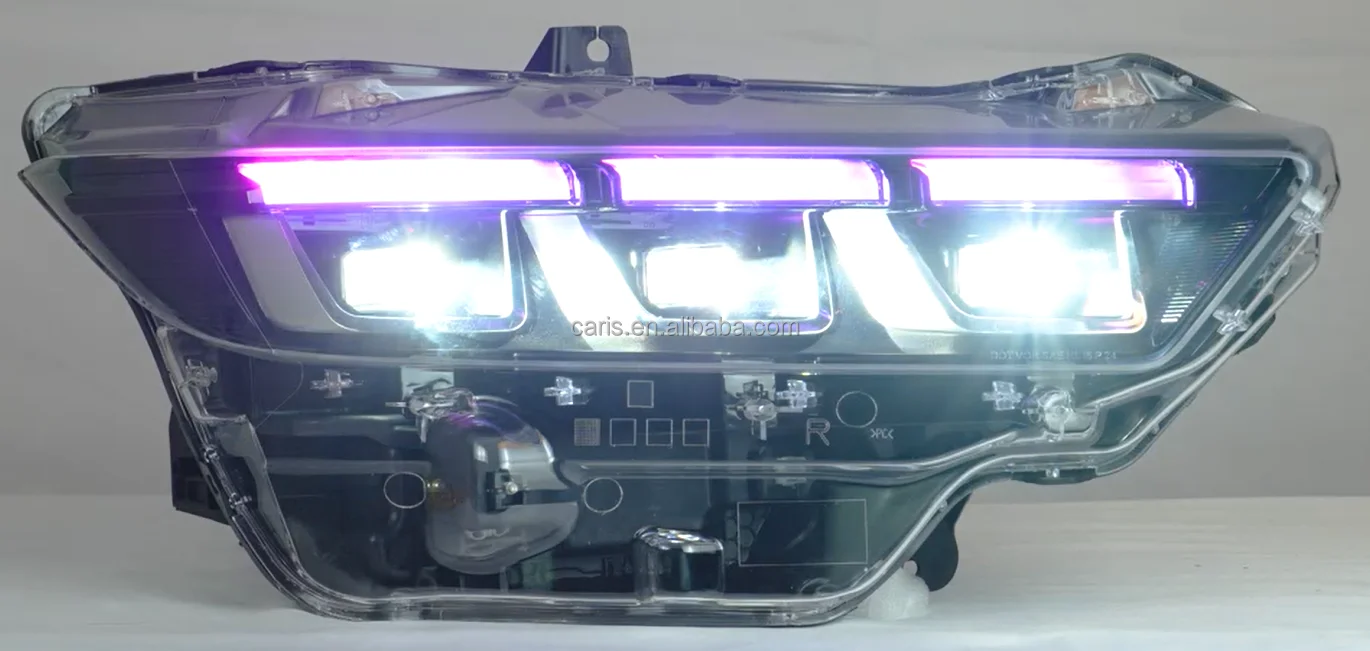 1106 HOT 2024-UP for Ford Mustang Colorful LED Headlights with RGB Design Sequential Turn Signal 6000k Black Head Lights