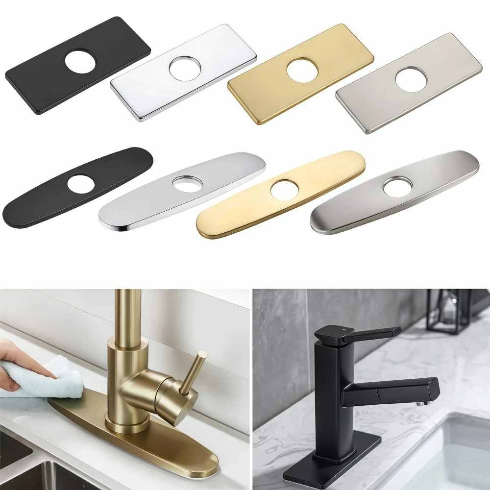 

1PC Faucet Plate Hole Tap Cover Deck Plate Stainless Steel Bathroom Kitchen Sink For Most Single Hole Faucet