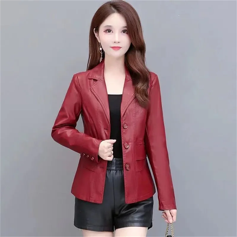 Leather Jacket Women\'s Short Autumn Cotton Thickened Suit 2024 New Autumn and Winter Slim Fit Slimming Leather Jacket Women