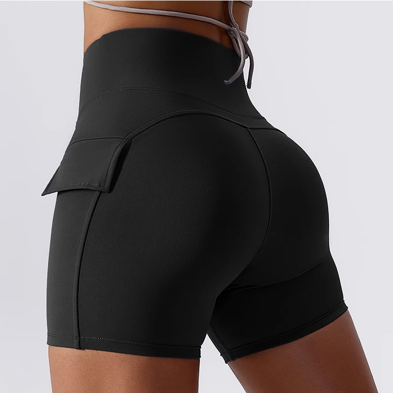 

Women Sport Shorts Gym Leggings High Waisted Yoga Pants Pockets Sexy Tights Workout Legging Breathable Naked Feeling Elastic