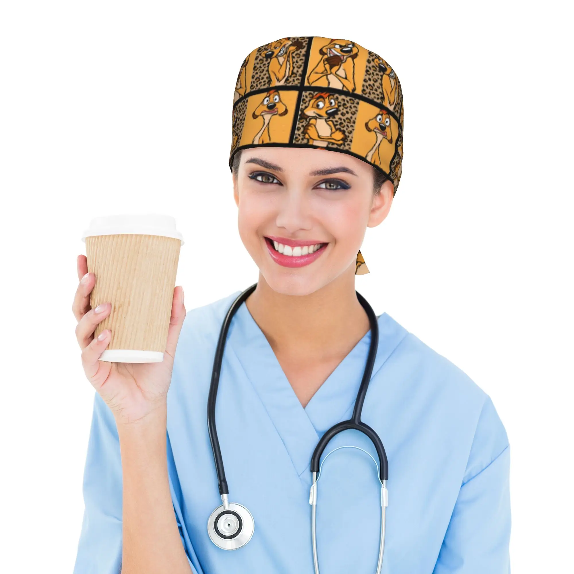 Custom The Lion Cartoon K-Kings Working Cap Surgical Hats Women Men Anime Operating Room Cap Operator Hats Lab Works Hat