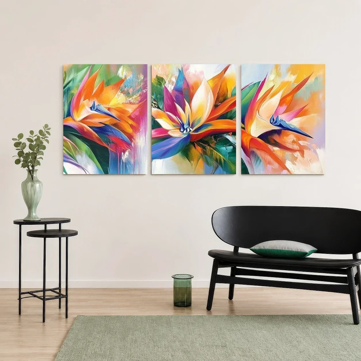 2D Flat, 3pcs Modern Abstract Birds of Paradise Wall Art Prints - Frameless Suitable for Living Room, Suitable for Home, Vibr
