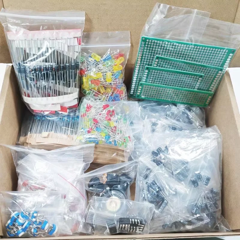 

1818 шт., комплект электронных компонентов «сделай сам», светодиодный конденсаторный резистор для печатной платы 2n2222 RM063 3296 Вт, потенциометры ne555 lm317, диоды, монолитные