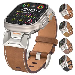 Luxury Leather Band for Apple Watch Ultra 2 49mm Strap 45mm 42 44mm Luxury Men Bracelet for iWatch ultra Series 9 8 7 6 5 4 se