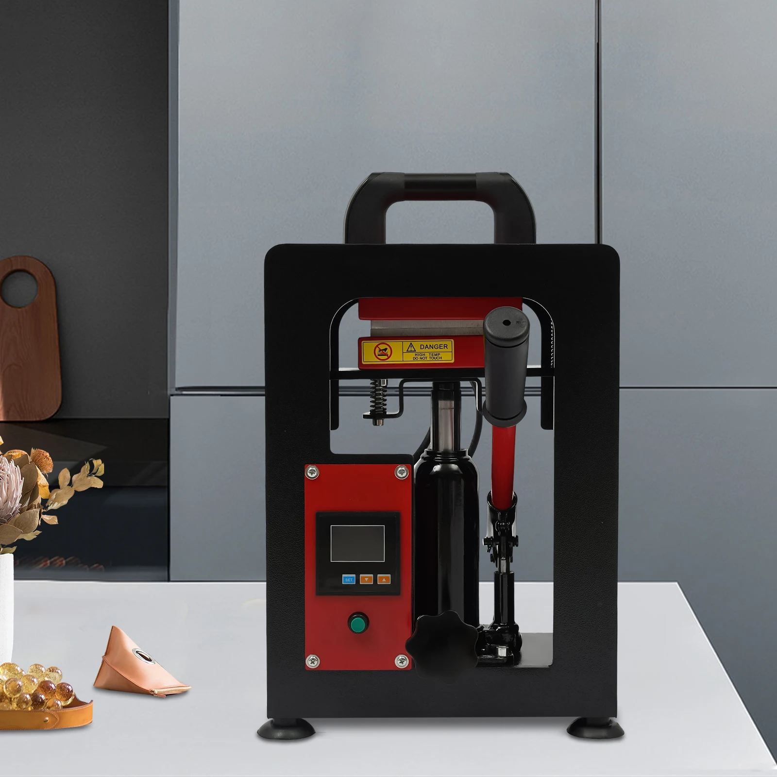 

Черный ручной гидравлический пресс для канифоли, гидравлический термопресс, шнур питания и ручка подъемного домкрата