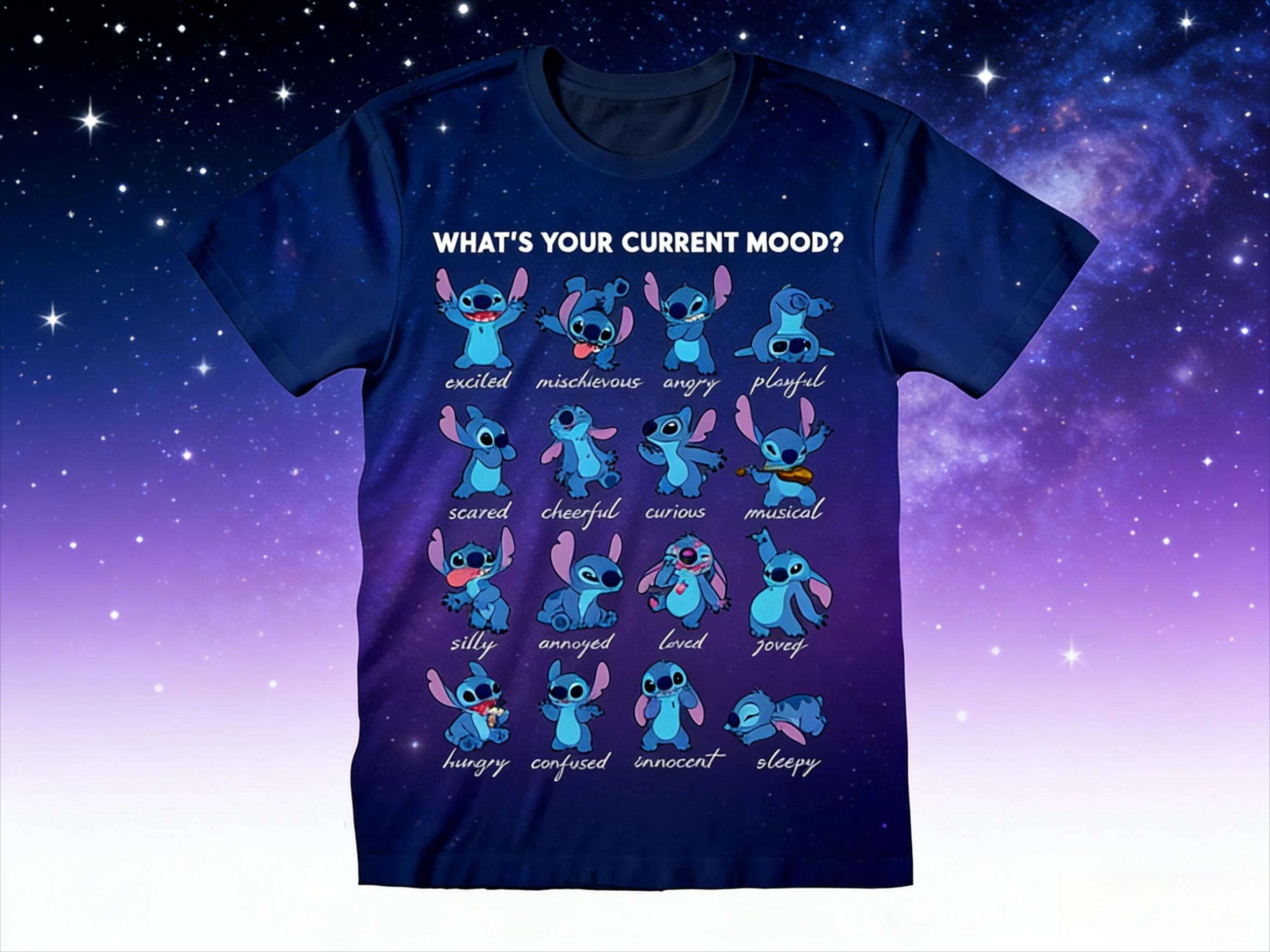 

Disney's 2026 Summer Star Baby Movie Stitch Black 100% Pure Cotton Printed T-shirt for Men and Women, Casual Breathable Top