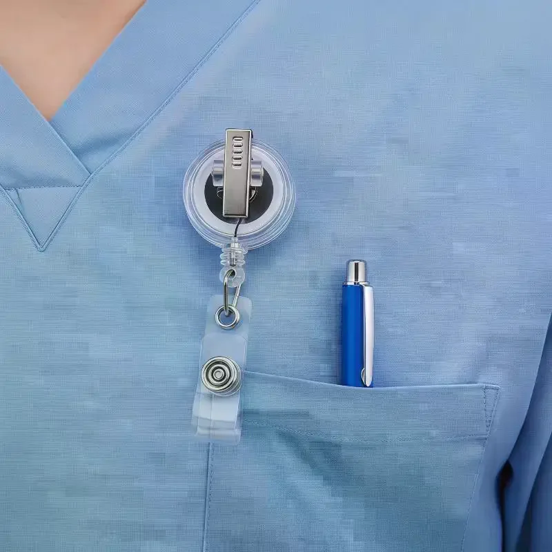 Einziehbare Ausweishalter-Spule mit Kunststoff-ID-Schlüsselband – Namensschild-Schlüsselanhänger-Clips für Krankenhauspersonal