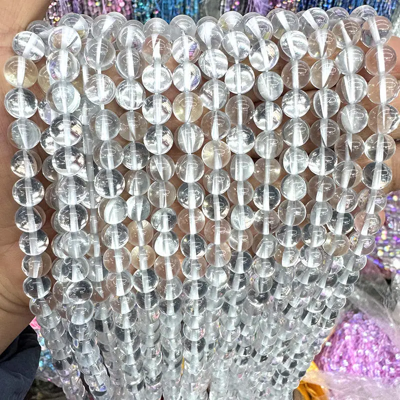 

Factory wholesale silver aurora crystal glass beads 4-12MM shiny mermaid circular moonlight scattered beads rainbow holographic