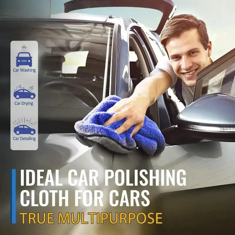 5Pack of ultra-fine fiber car wash towels Soft and quick-drying Car window mirror cleaning cloth Household double-layer cleaning