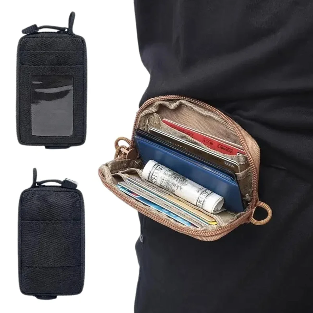 Military Fan EDC Accessory Small Waist Bag, Multi-Functional Card Case, Key Case, Outdoor Travel Mini Coin Purse