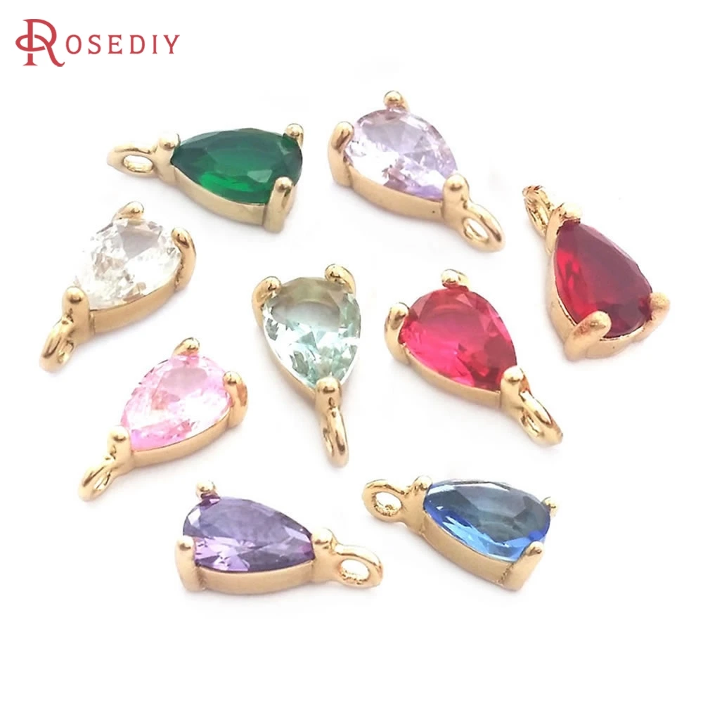 10 Uds. 4x6MM alta calidad Color champán dorado latón forma de gota dijes colgantes joyería pendientes hallazgos Accesorios