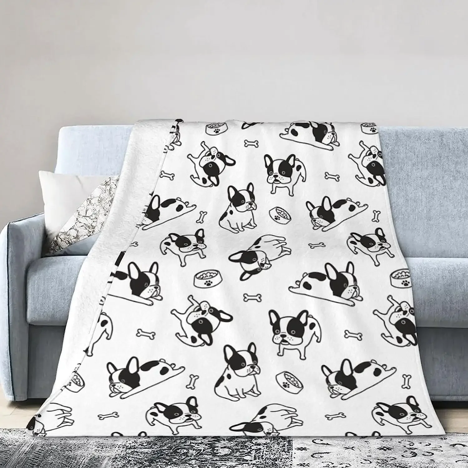 French Bulldog Flannel Fleece Bed Blanket Throw Blanket Lightweight Cozy Plush Blanket for Bedroom Living Rooms Sofa