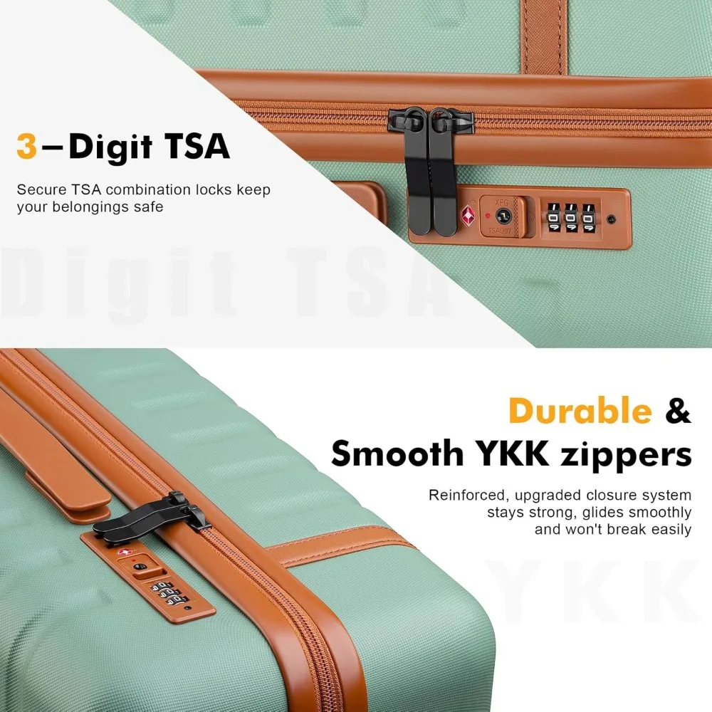 3 Piece Spinner Luggage Set, Lightweight Hardside Suitcase with TSA Lock, YKK Zippers, 20 Inch Carry-On Travel Set