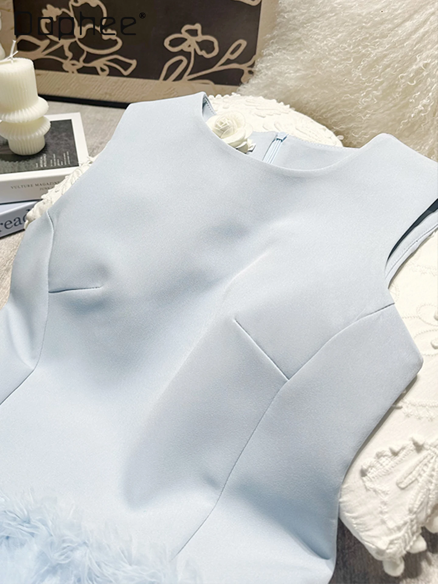 Abiti da sera eleganti da socialite francesi Abito da torta in rete sottile patchwork per donna Abito da ballo a trapezio con scollo tondo di fascia alta