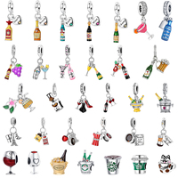 Original 925 Sterling Silver Charms Bead Wine Coffee Cup Whisky Champagne Fit Bracelet Necklace Pendant Woman DIY Jewelry Gifts