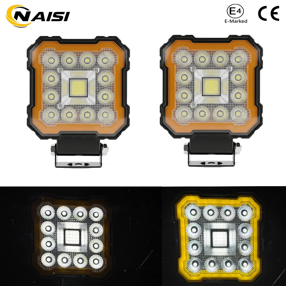 

F1 Model 4x4 Offroad Car Truck 12V 24V White Yellow 4.4INCH Square Work Light Bar Spotlights Driving Fog Headlights