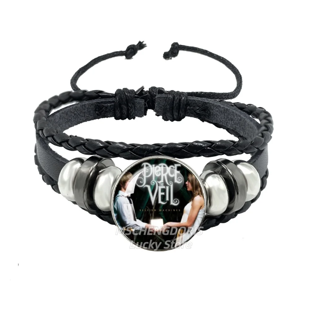 Pierce The Veil Music Band Collide With The Sky Album Picture Cartoon Glass Cabochon Bracelet Multilayer Bracelet Jewelry Gift