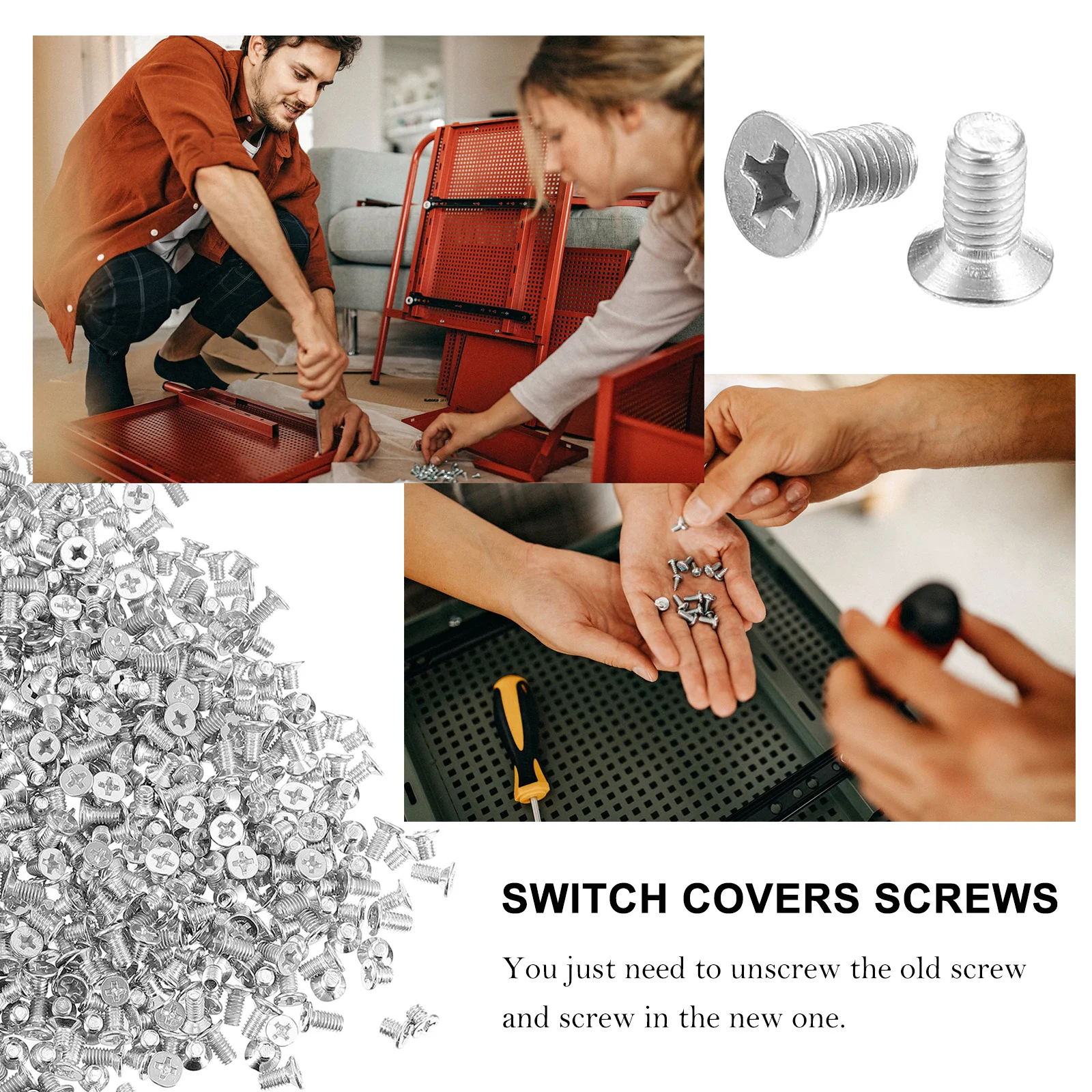 

600Pcs Wall Plate Screws Countersunk Threaded Smooth Head Screws for Outlet Switch Cover Repair Replacement Parts