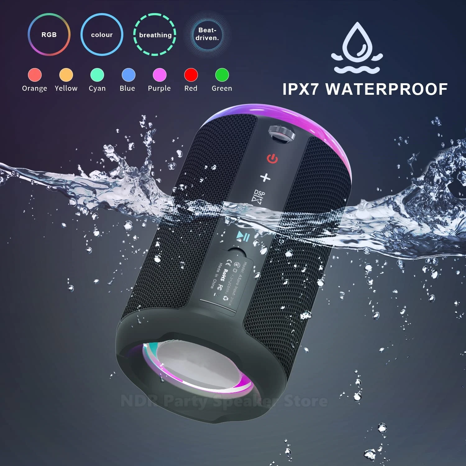 New Wireless Bluetooth Speakers Portable IPX7 Waterproof Subwoofer Outdoor Audio 24W High Power Mega Bass Card Car Home Soundbox