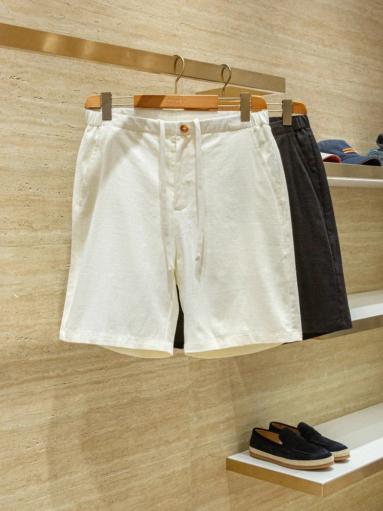 

Ramie cotton blend comfortable and breathable summer drawstring casual linen shorts