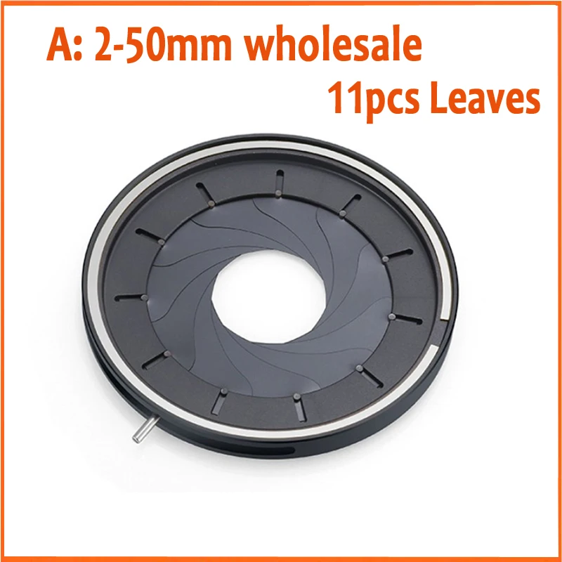 A 2-50mm Amplifying Diameter Zoom Optical Iris Diaphragm Aperture Condenser with 11 Blades for Digital Camera Microscope Adapter