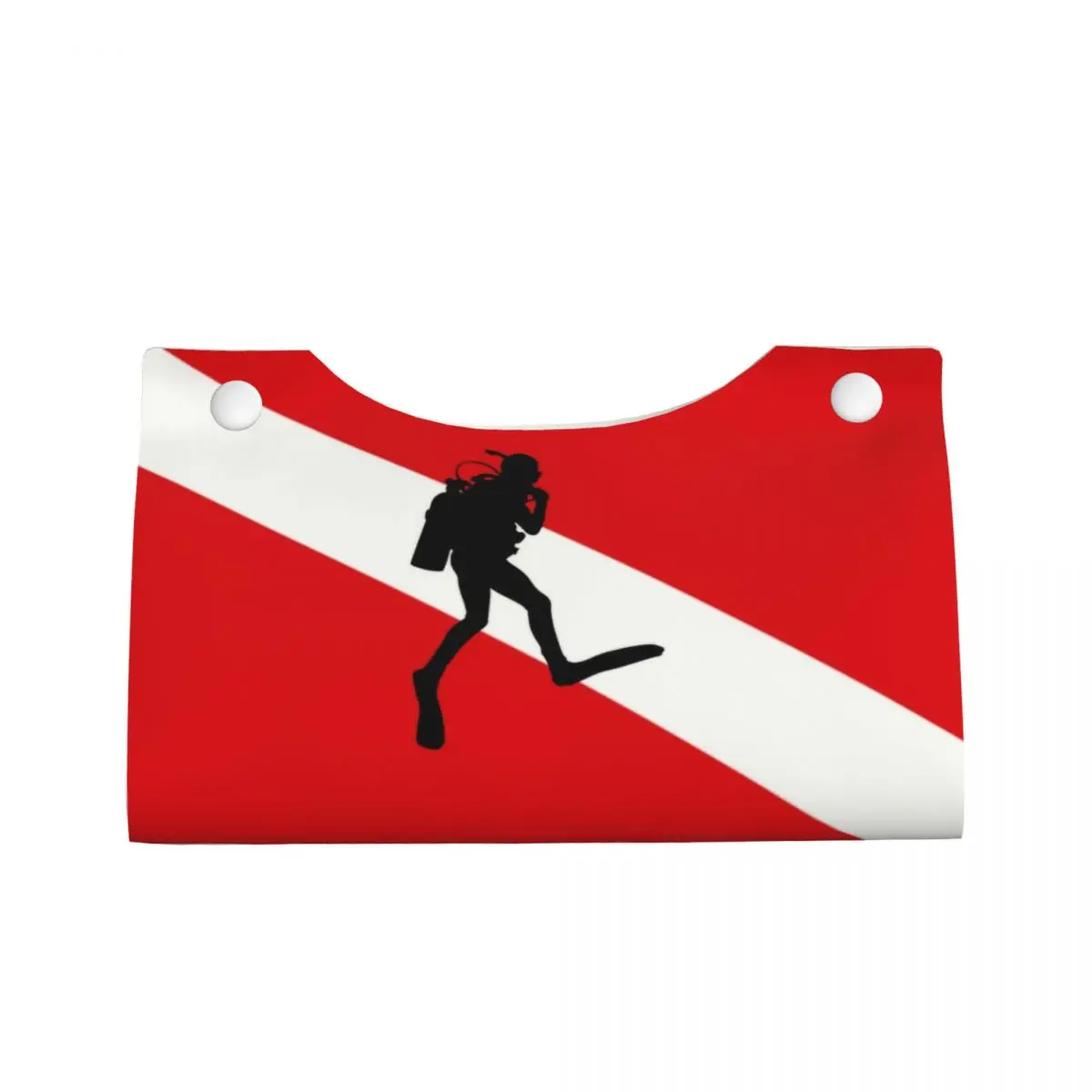 Custom Scuba Diver Flag Tissue Box Cover Rectangular PU Leather Dive Diving Facial Tissue Box Holder for Bathroom Toilet