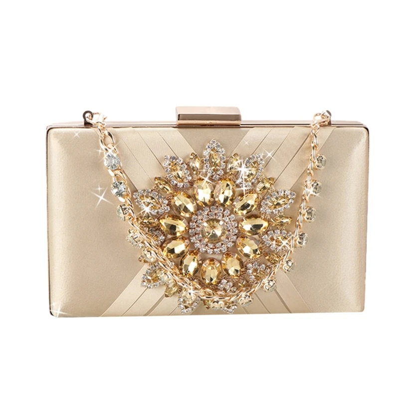 

Crossbody Shoulder Bag Sunflower Rhinestone Bag Evening Bag Wedding Party Clutch Cocktail Prom Handbag with Chain