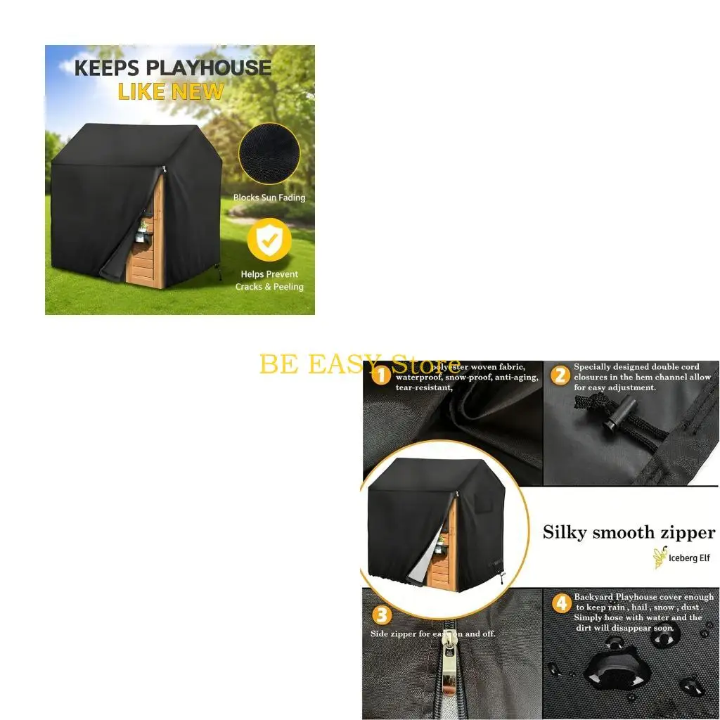 E28F Storage-ready toy house cover with front panel and lower cord