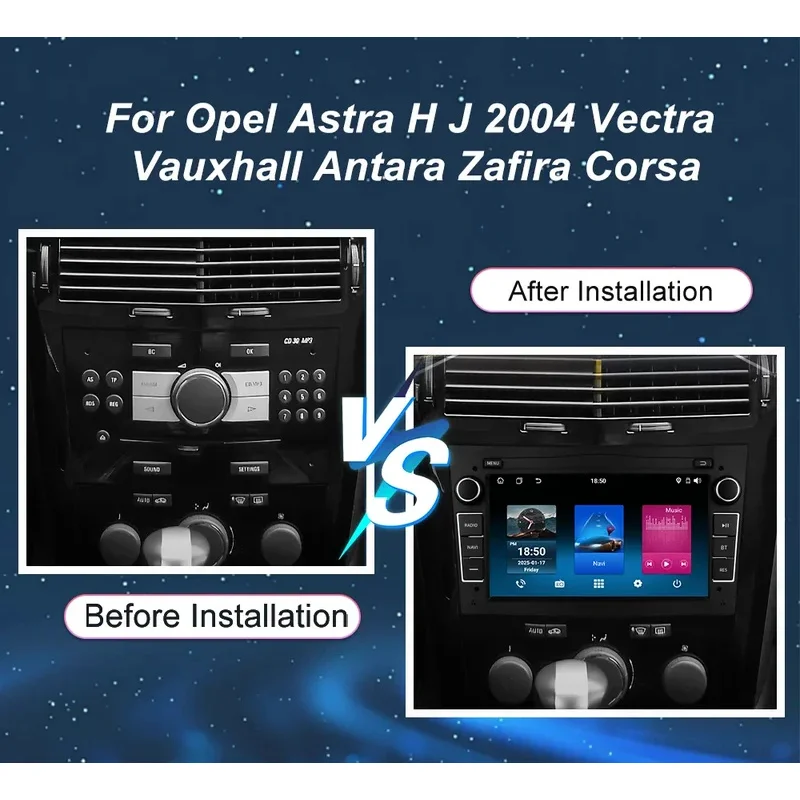 Radio Estéreo para Auto Android para Opel Astra H J 2004 Vectra Vauxhall Antara Zafira Corsa, Reproductor de DVD para Auto con Carplay Inalámbrico, Unidad Principal con WIFI 4G
