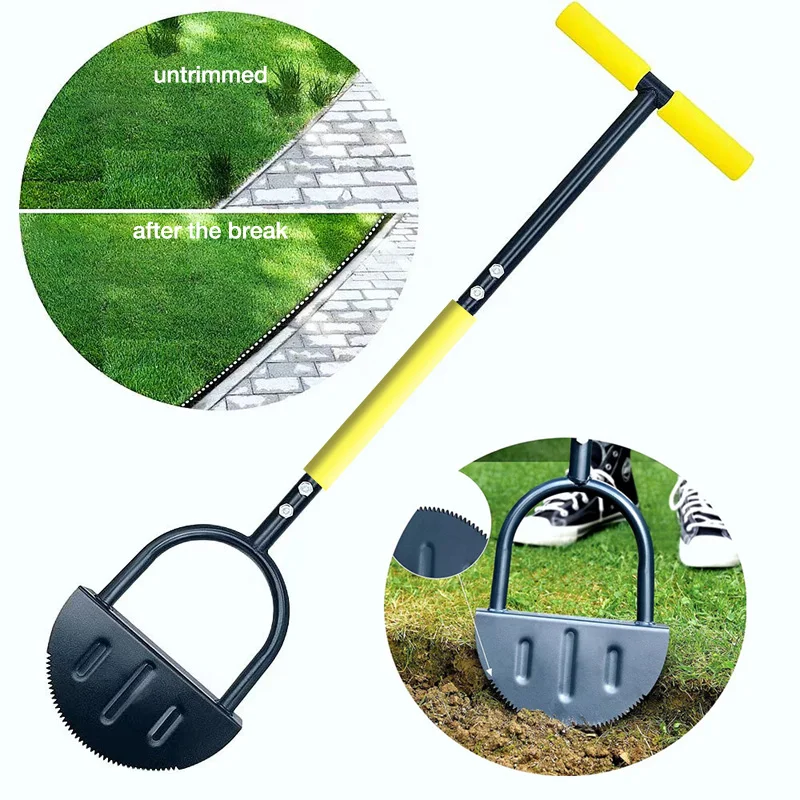 

Manual Edger Steel Hand Lawn Tool Trimming Shovel with Steel Long Handle Long Handled Step Edger Saw Tooth Edger for Sidewalk