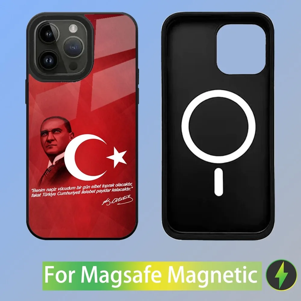 Turkey Mustafa Kemal Ataturk Phone Case For iPhone 15,14,13,12,11,Plus,Pro,Max Mini Magsafe Magnetic Wireless Charging