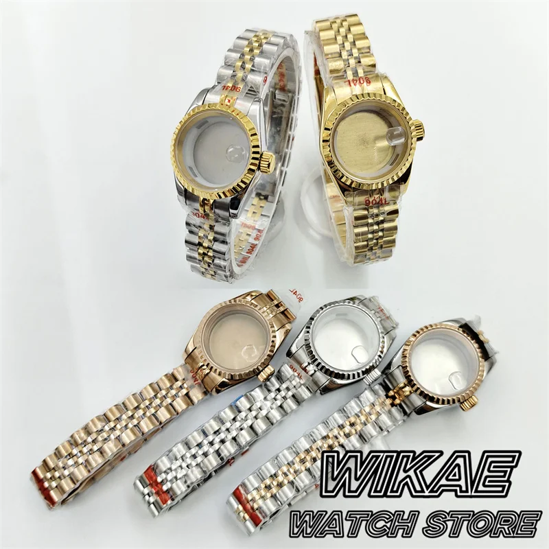 NH05 26mm Stainless Steel Watch Case with Bracelet for Ladies Women Watches Fit NH05 NH06 Automatic Movement Sapphire Glass