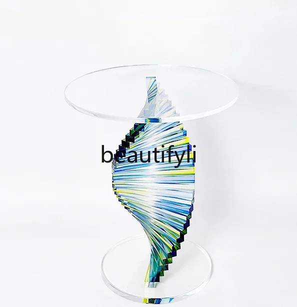 

LJYMinimalist modern small round table light luxury high-end sense transparent corner few acrylic edge coffee table