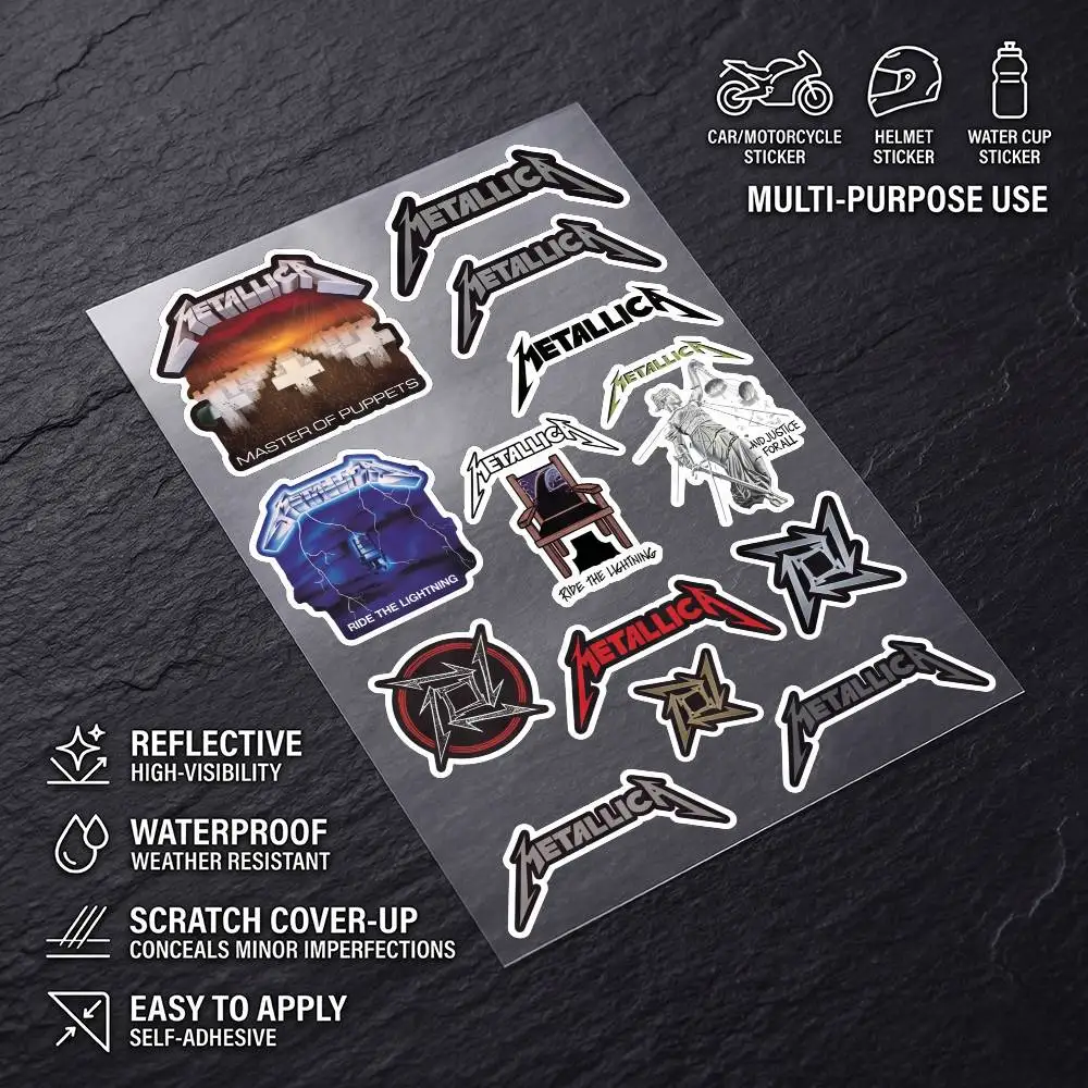 M-Metallica-a Long Lasting Waterproof Reflective Sticker Scratch Conceal Fit Motorcycle Car Helmet Fridge Decals