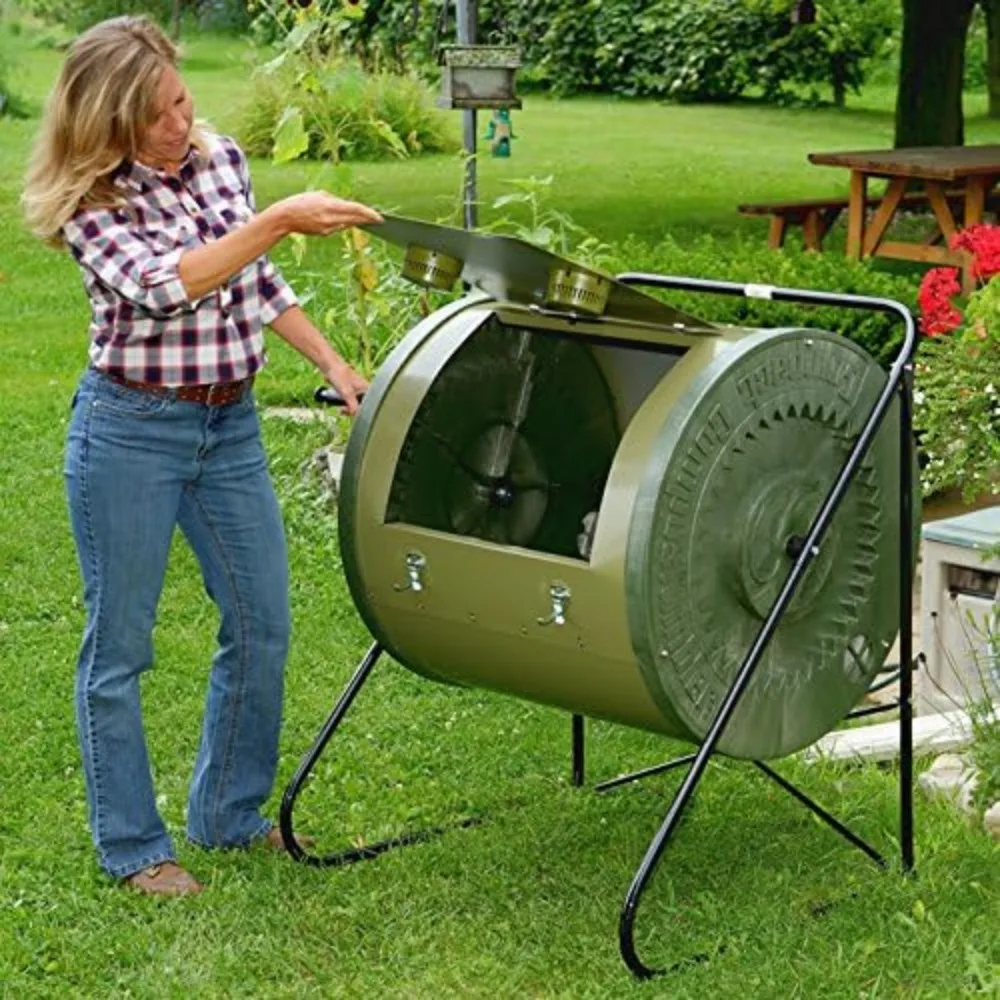 Compact ComposTumbler 88 Gallons Red Enclosed Composter Drum Eliminates Odors and Prevent Access To Pets and Pests