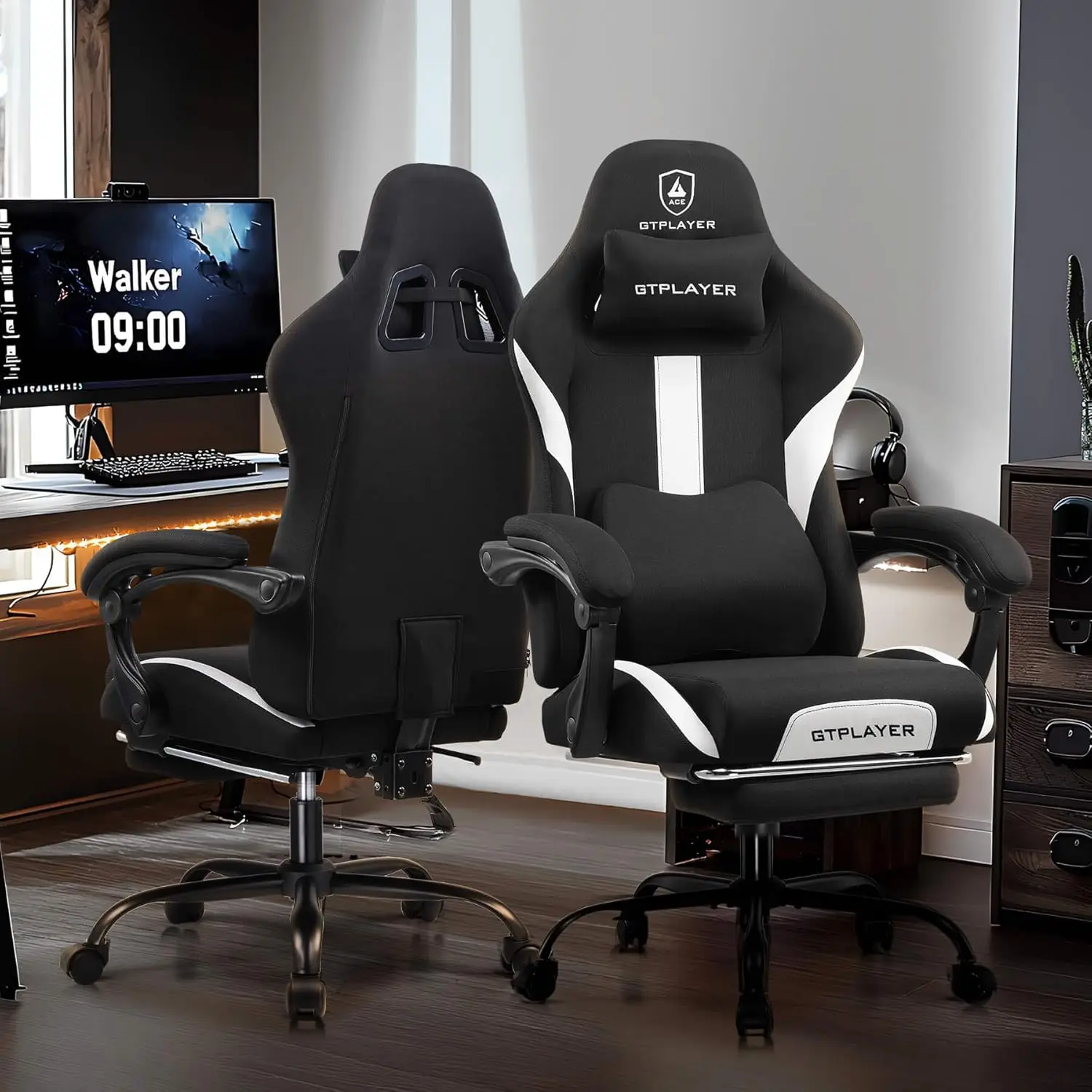 Gtracing Gaming Chair Ergonomic Office Chair With Foot Rest & Pocket Spring Cushion, High Back Computer Desk Chair With