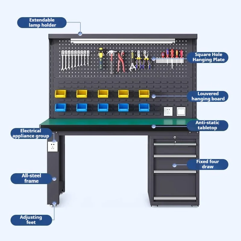 CYD Heavy-duty Stainless Steel Workbench Fitter's Bench OEM Adjustable Shelves & Drawers Anti-Static Maintenance Table